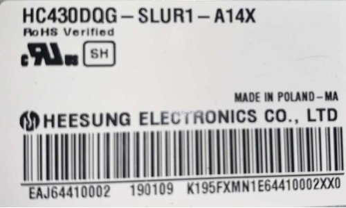 Panel podświetlenia do telewizora LG 43UK6750 Model panelu HC430DQG-SLUR1-A14X